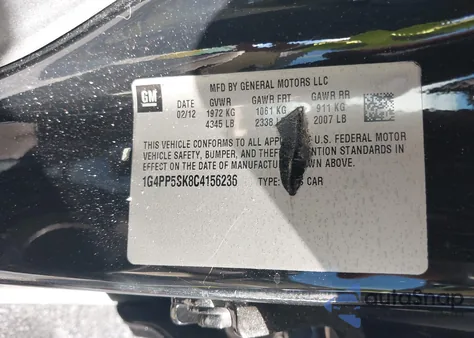 2012 Buick Verano z USA, uszkodzony, nr VIN 1G4PP5SK8C4156236
